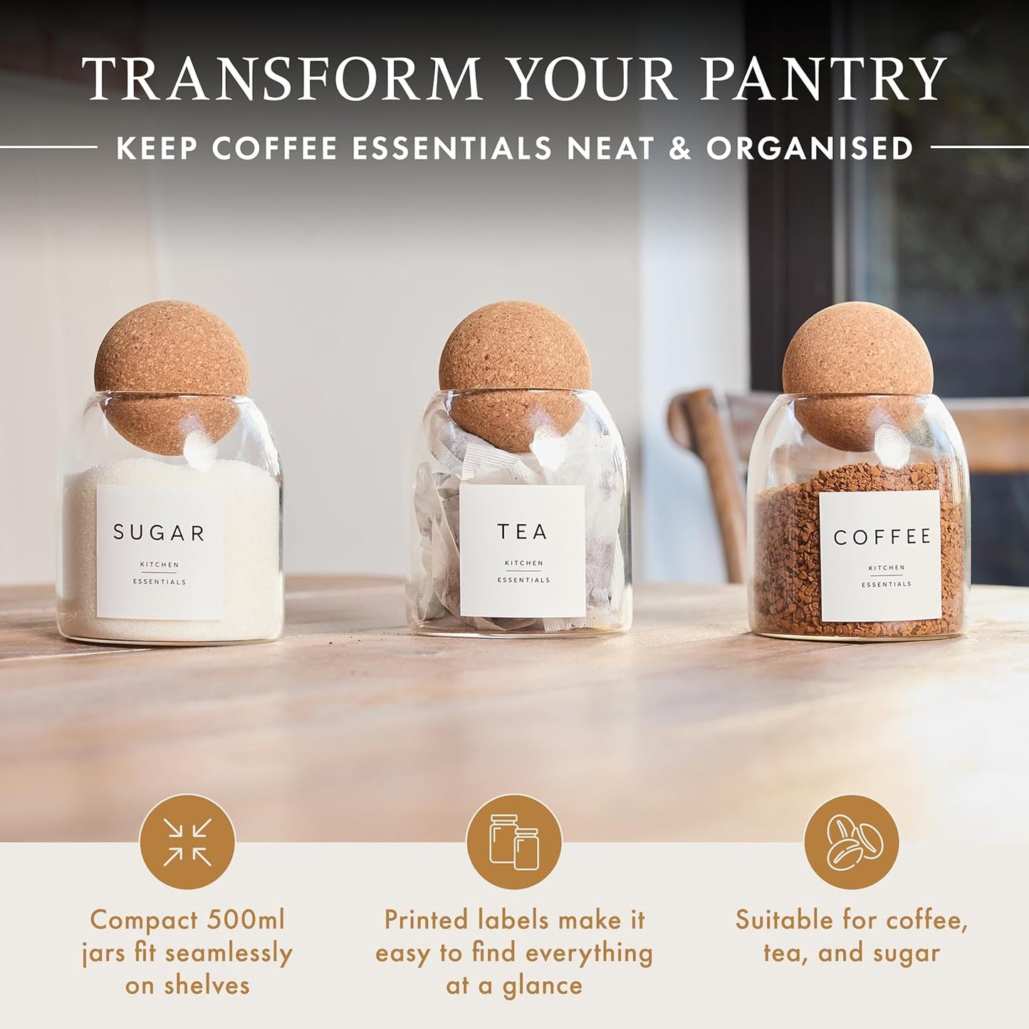 Tea Coffee and Sugar Canisters Set