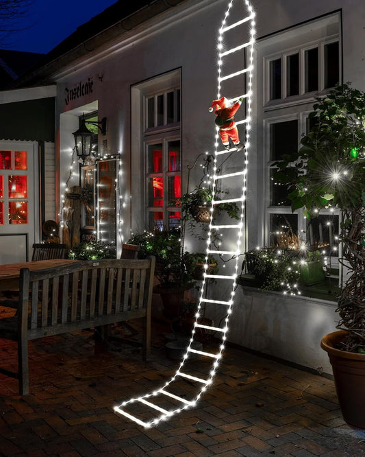 Christmas Ladder Lights with Santa Claus