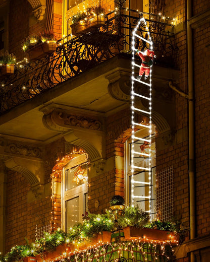 Christmas Ladder Lights with Santa Claus